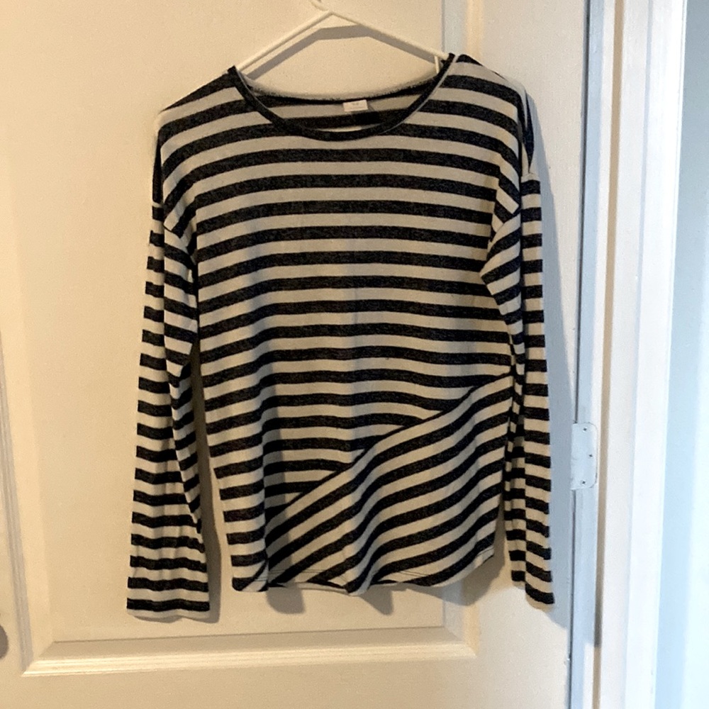 Blue and white striped sweater